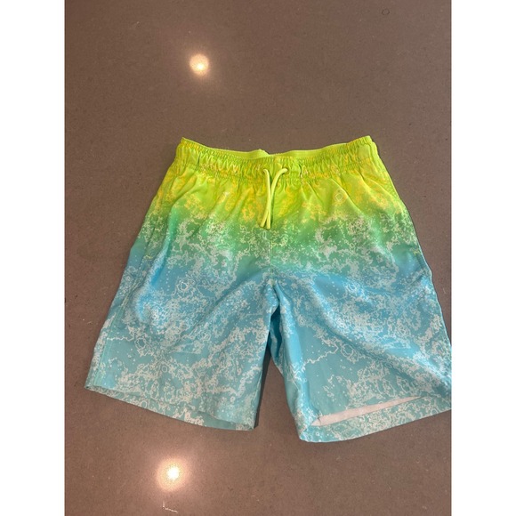 Cat & Jack Other - Cat & Jack Boys Swim Trunks Size L 10/12 Neon Green Blue Ombre Mesh Lined Shorts